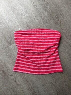 ASOS Pink and Hot Pink Striped Strapless Tube Top